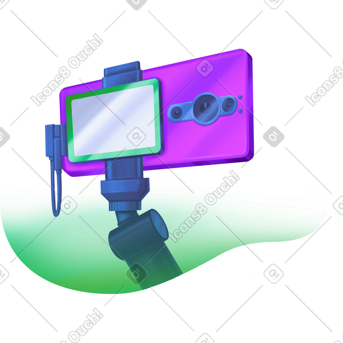 Phone attached to a tripod for video recording illustrazione in stile Smart scarica in PNG, SVG
