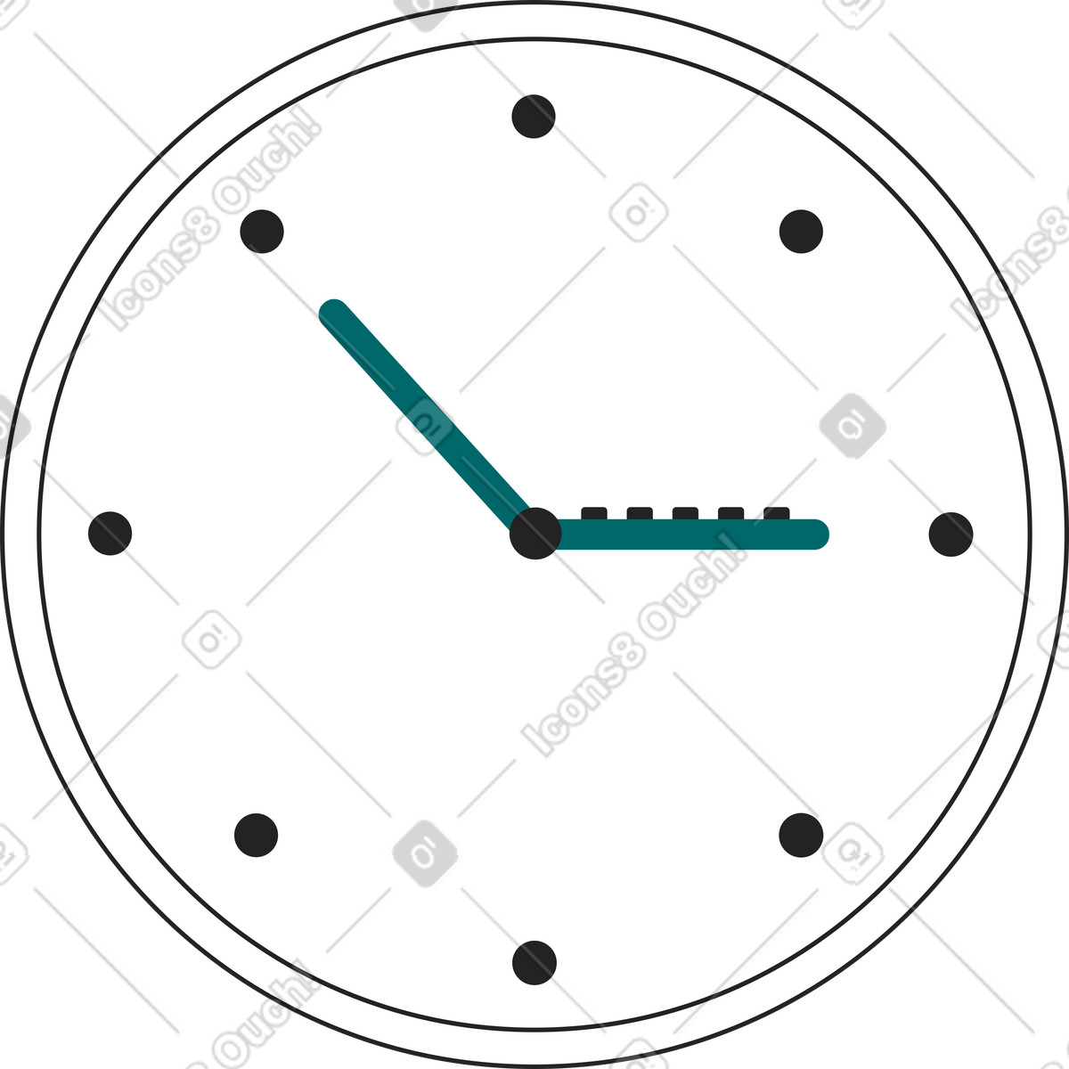 Große uhr-Illustration im Sammy Line-Stil als Download in PNG, SVG