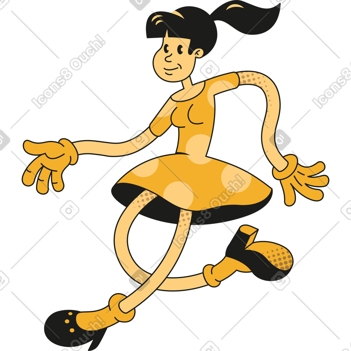 Woman dancing illustration in Rubber style download in PNG, SVG