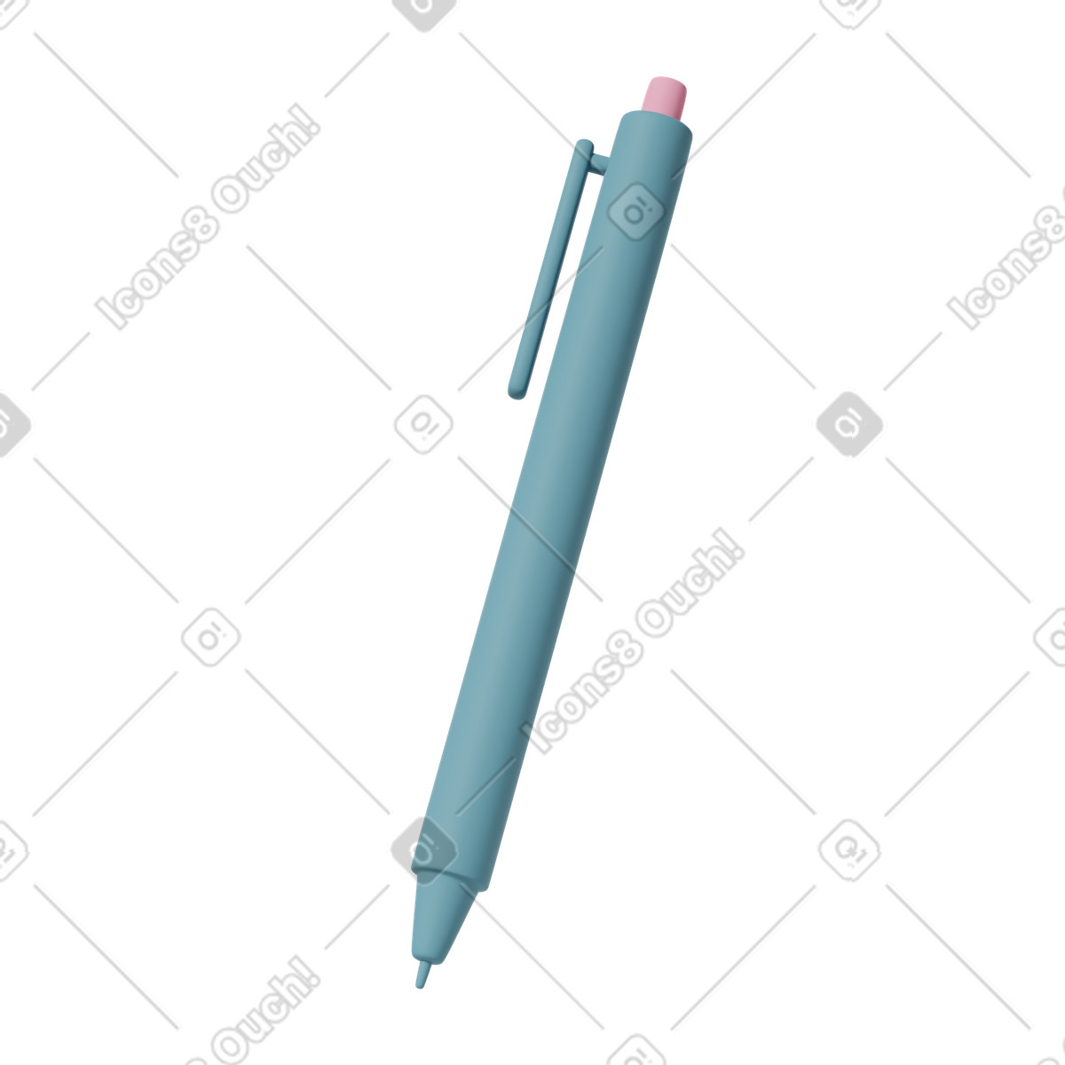 Blue pen illustrazione in stile 3D Casual life scarica in PNG, SVG