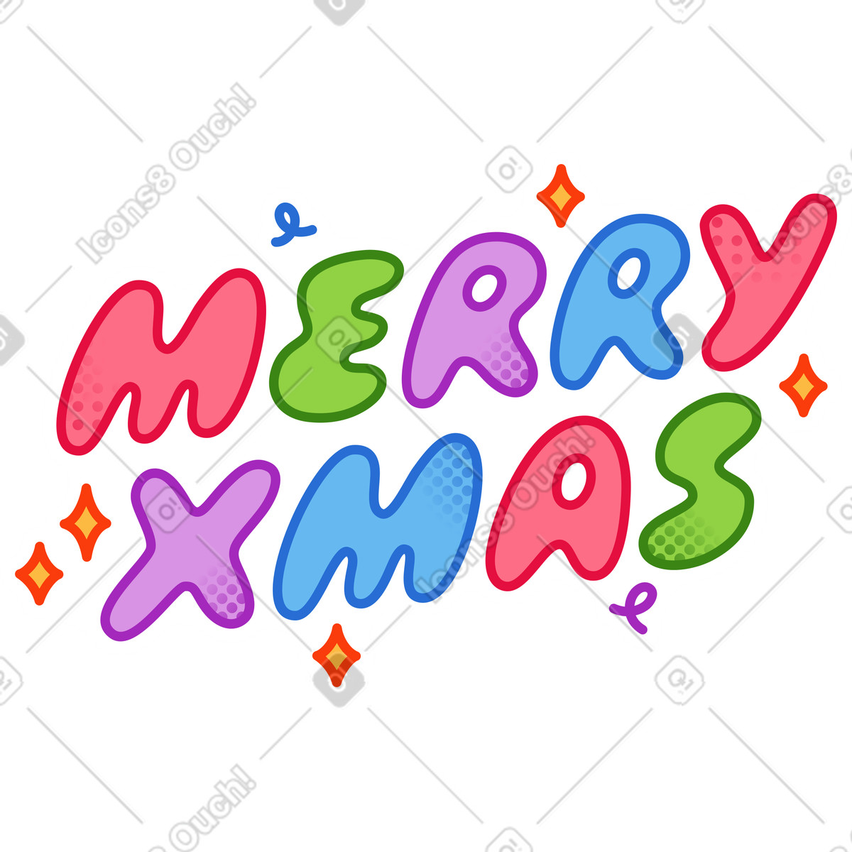 Text merry xmas lettering illustration in Purrfect style download in PNG, SVG