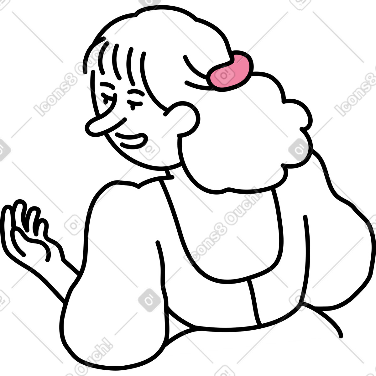 Junge frau sagt etwas-Illustration im Notes-Stil als Download in PNG, SVG