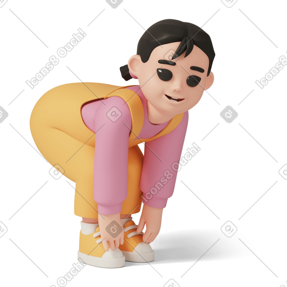 Asian baby girl illustration in 3D Casual life style download in PNG, SVG