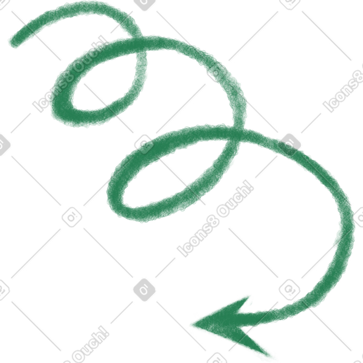 Green spiral arrow-Illustration im Doodle-Stil als Download in PNG, SVG