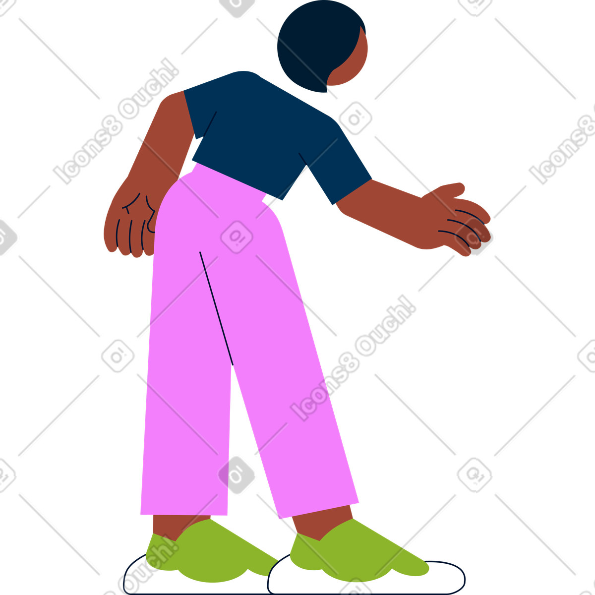 Woman is leaning over illustration in Cubes style download in PNG, SVG