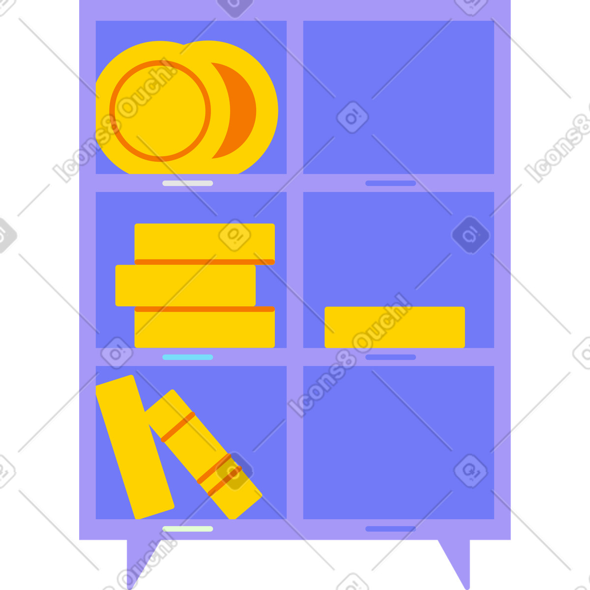 Storage cabinet with financial records and coins illustration in Giggle style download in PNG, SVG