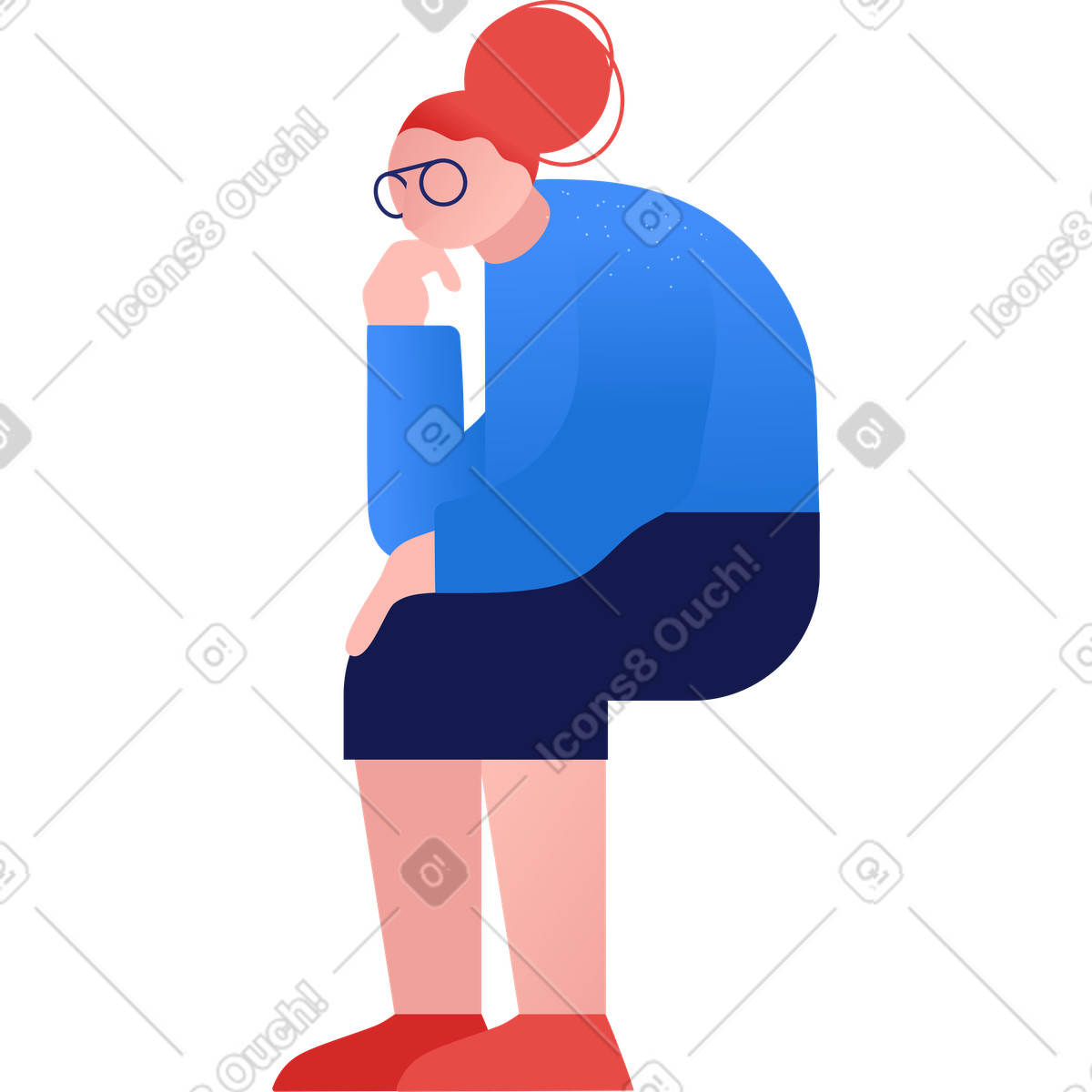 Ilustração de Vovó sentada em no estilo Clip para baixar em PNG, SVG