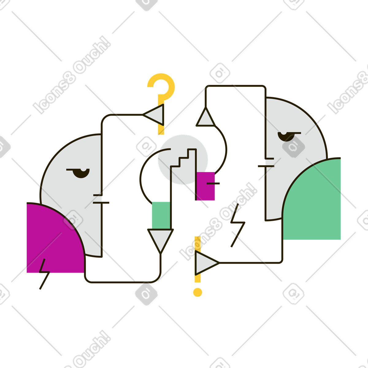 Иллюстрация Abstract team brainstorming, Teamwork and idea exchange concept в стиле Geom — скачать в форматах PNG, SVG