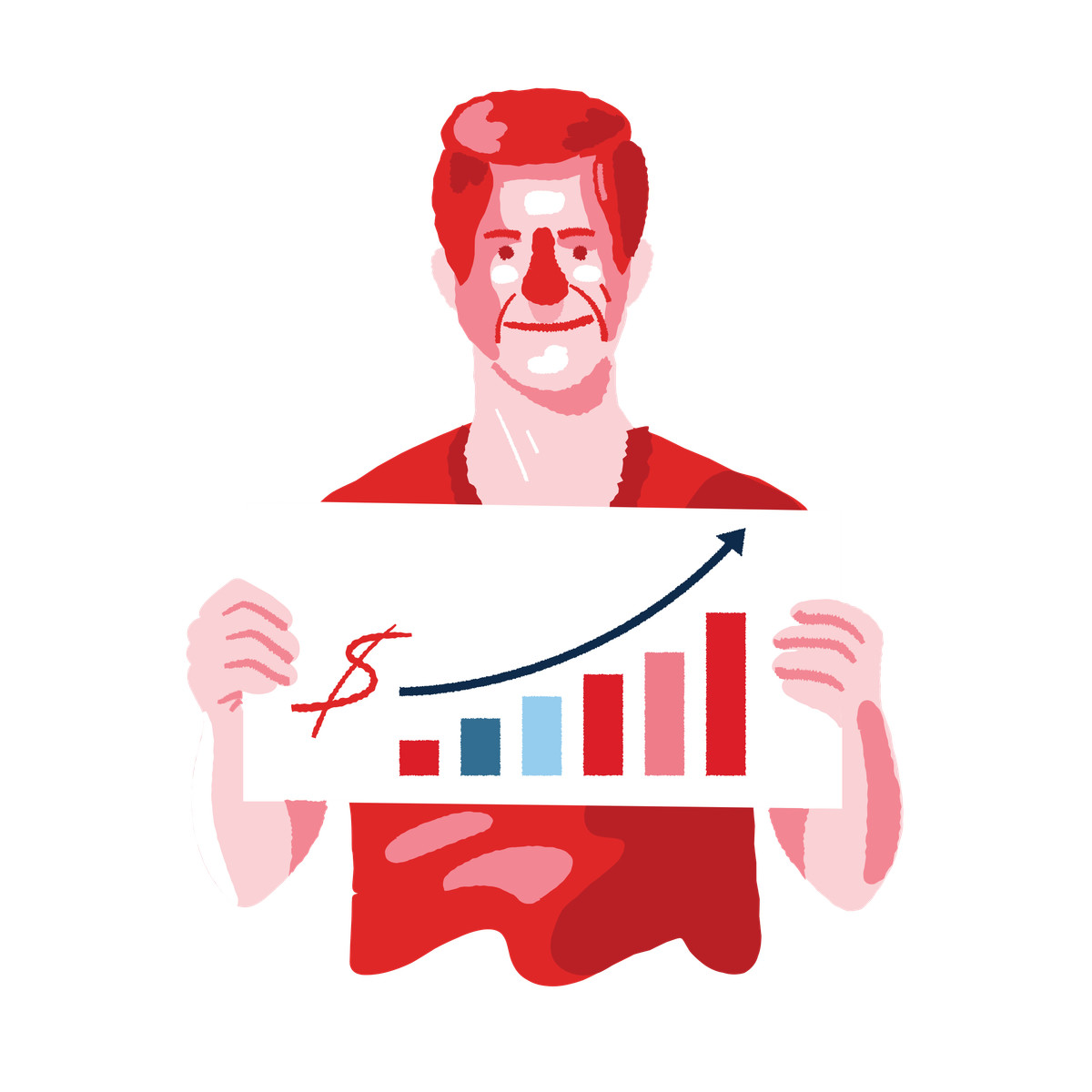 Иллюстрация Man with sheet showing financial growth в стиле Cherry — скачать в форматах PNG, SVG