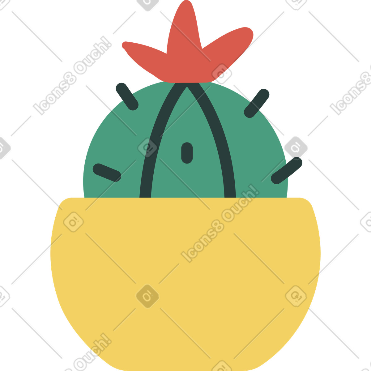 Cactus in vaso illustrazione stile Macaroni scarica PNG, SVG