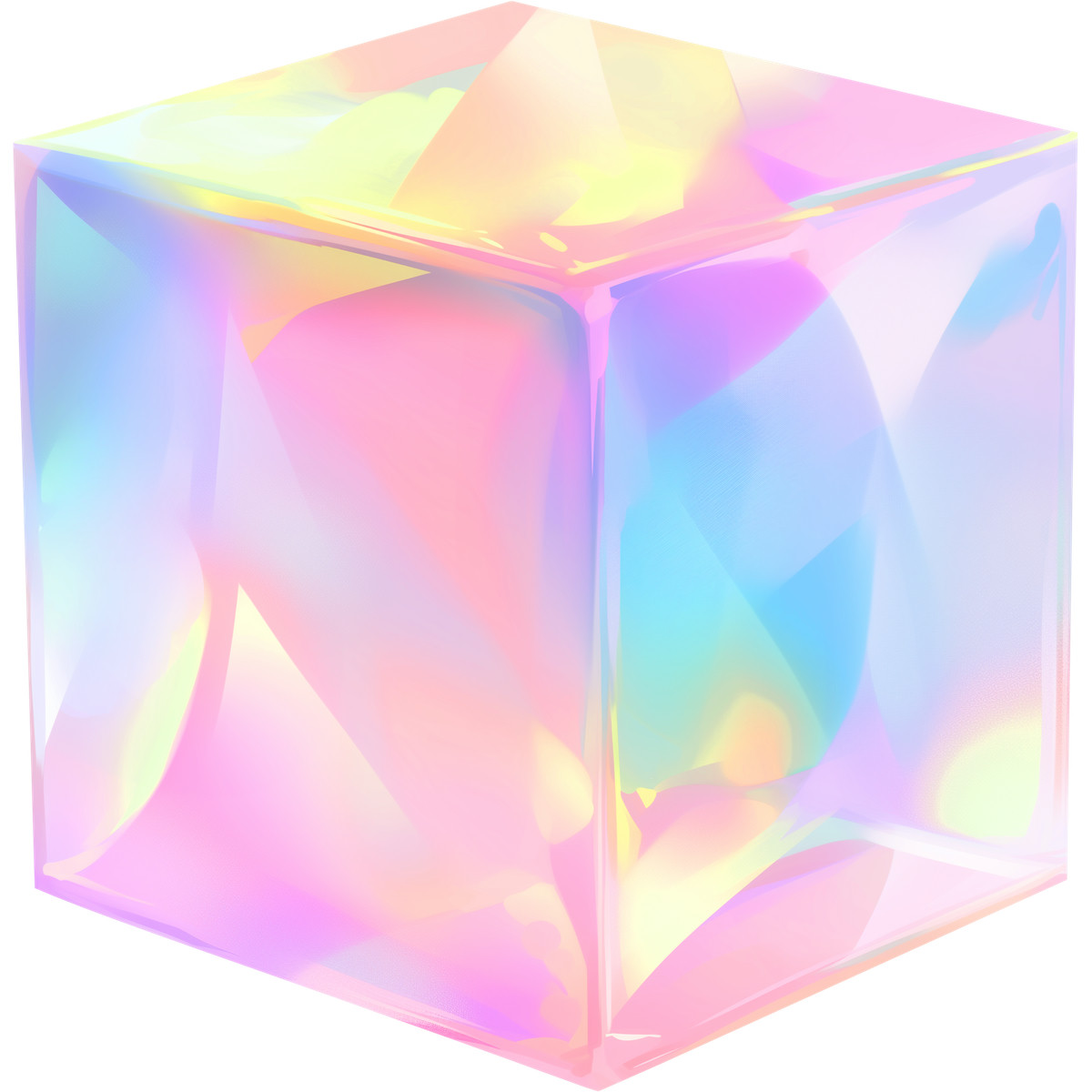 Cubo olografico illustrazione in stile Fluid scarica in PNG, SVG