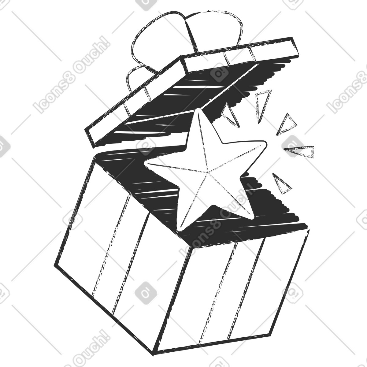 下载 Graphite 风格的 有星的礼品盒 插画，支持 PNG、SVG 格式