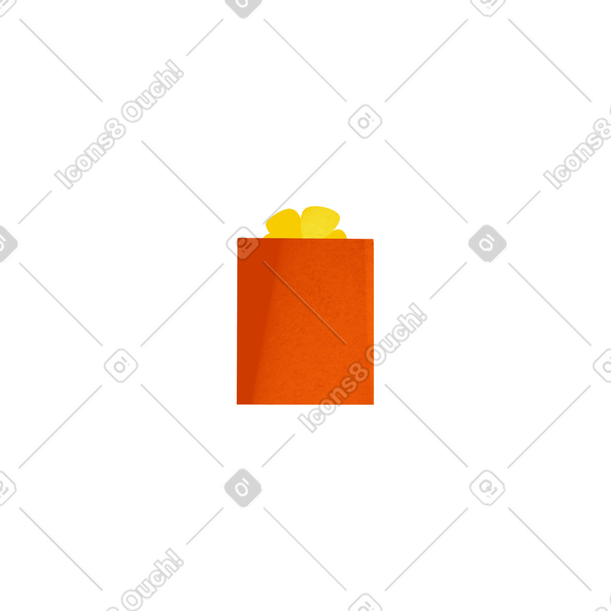 Orange gift box with yellow bow illustrazione in stile Shine scarica in PNG, SVG