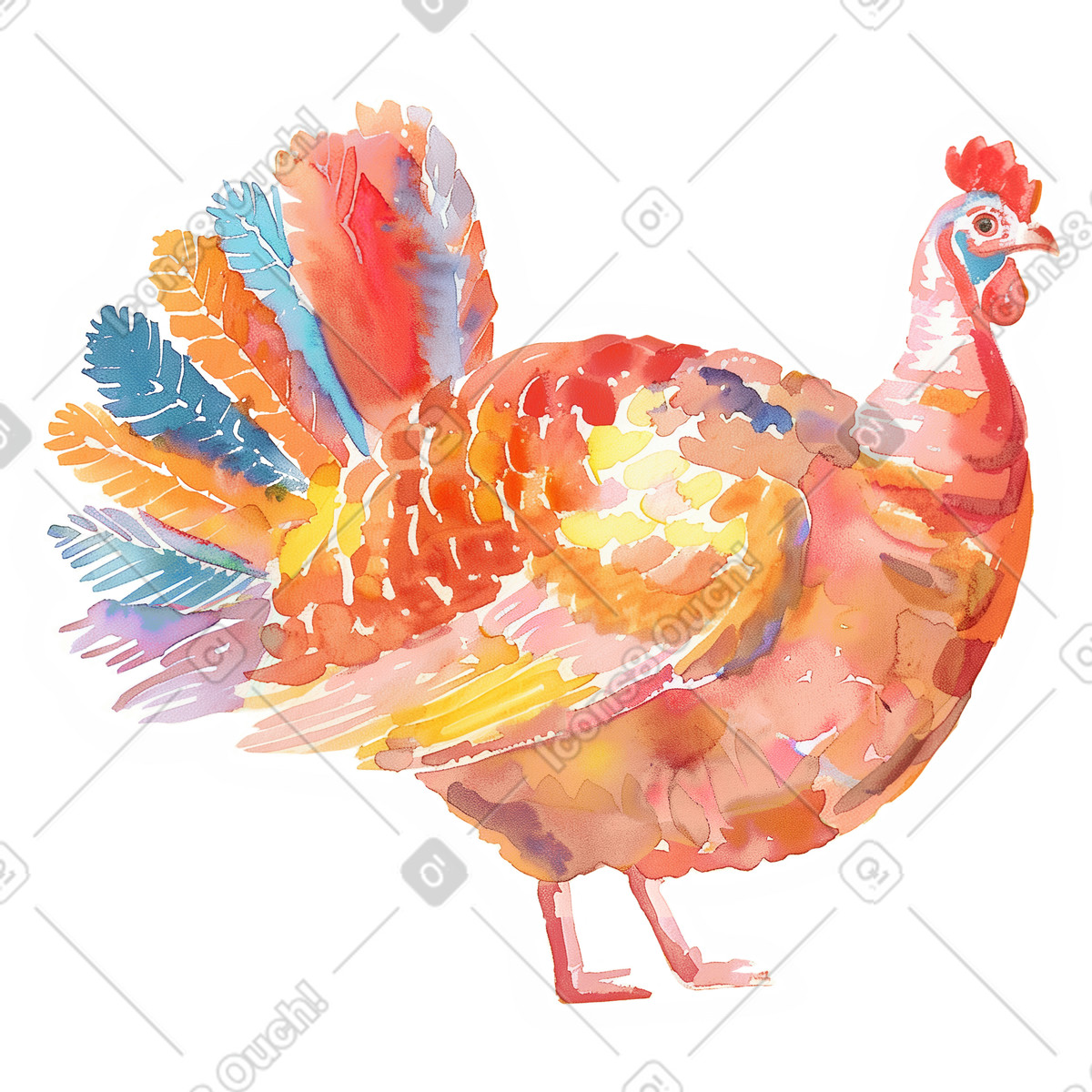 Truthahn-Illustration im Watercolor-Stil als Download in PNG, SVG