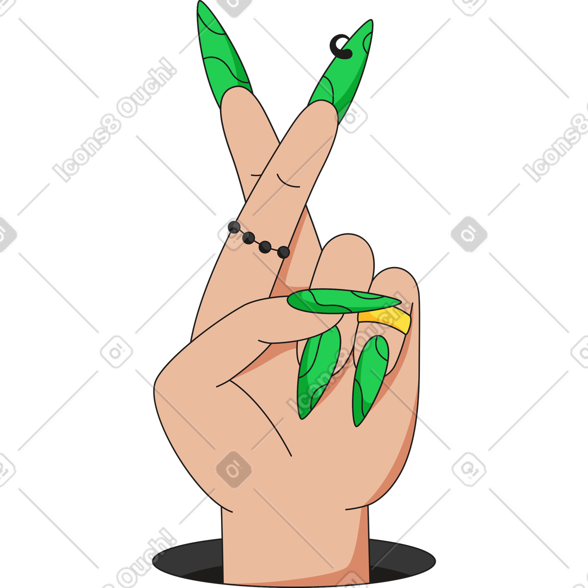 Hand with crossed fingers illustration in Moji style download in PNG, SVG