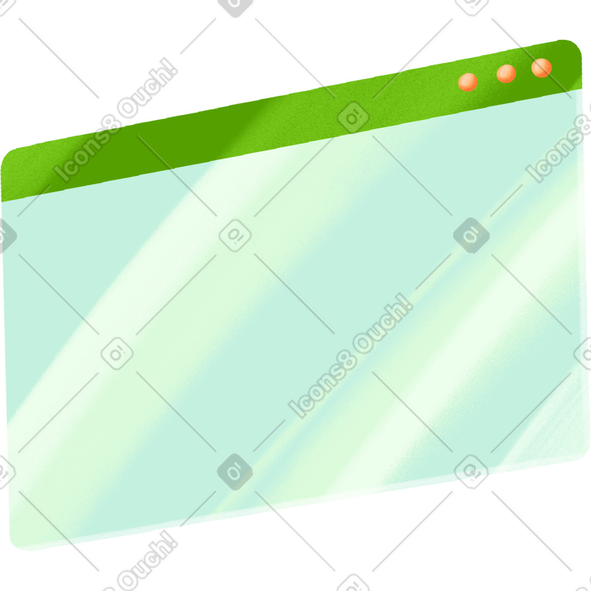 Green transparent browser window illustration in PNG, SVG