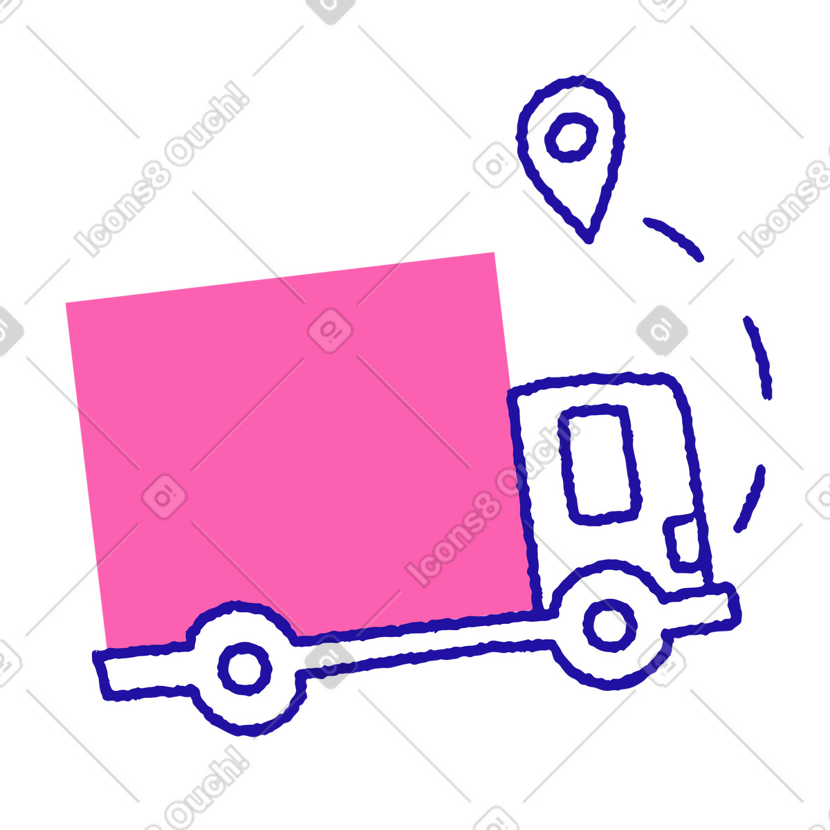 Truck shipping to the location illustration in Whimsy style download in PNG, SVG