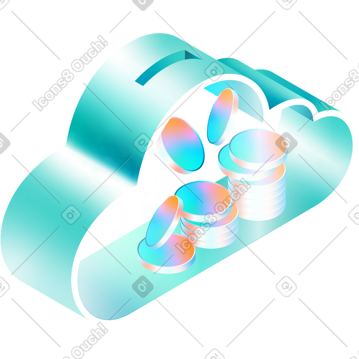 Illustration Argent en nuage dans le style Glare à télécharger aux formats PNG, SVG
