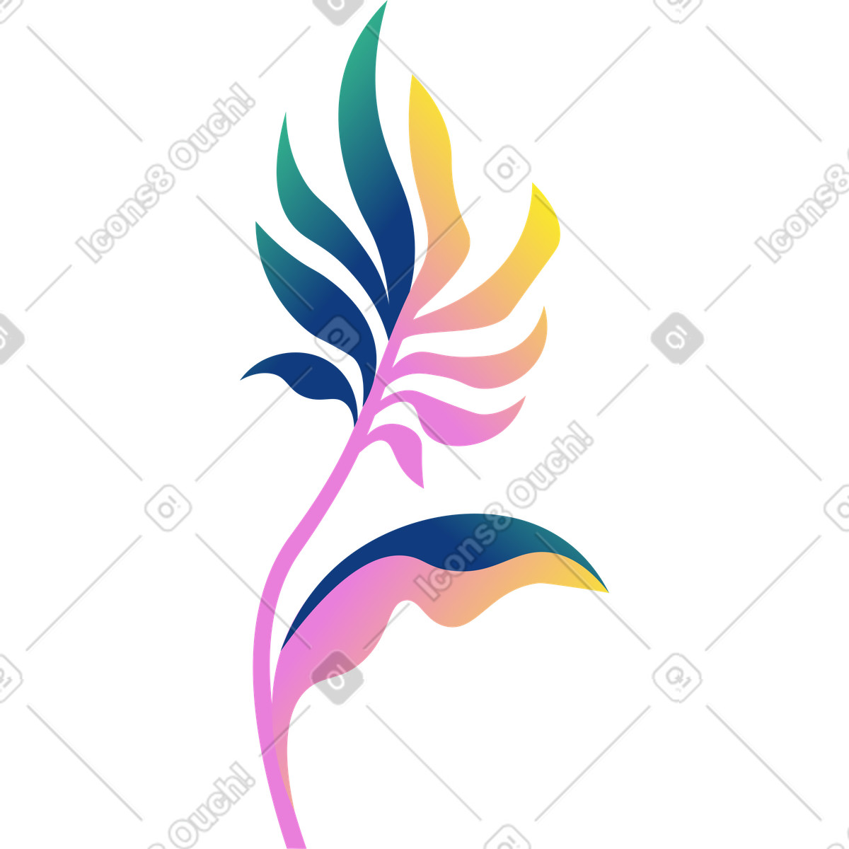Blaue gelbe palme-Illustration im Amani-Stil als Download in PNG, SVG