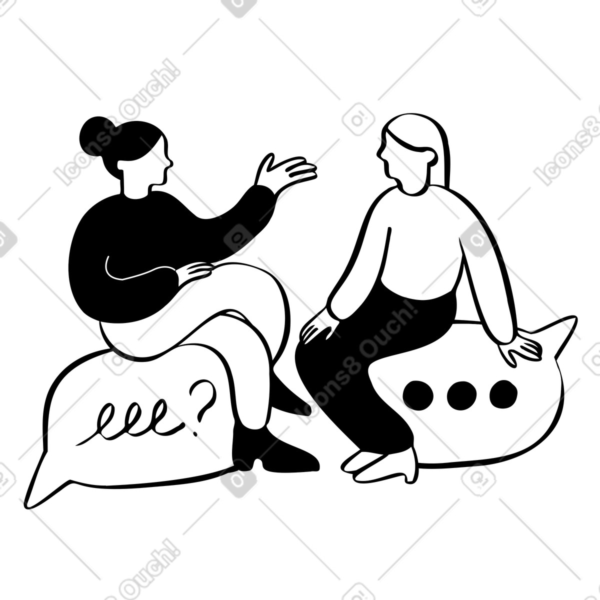 Women engaged in conversation discussion clipart illustration PNG SVG GIF
