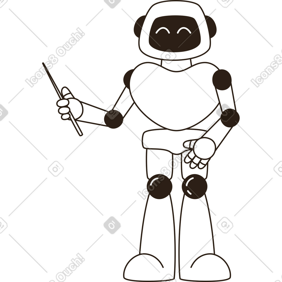 Robot with a pointer illustration in PNG, SVG