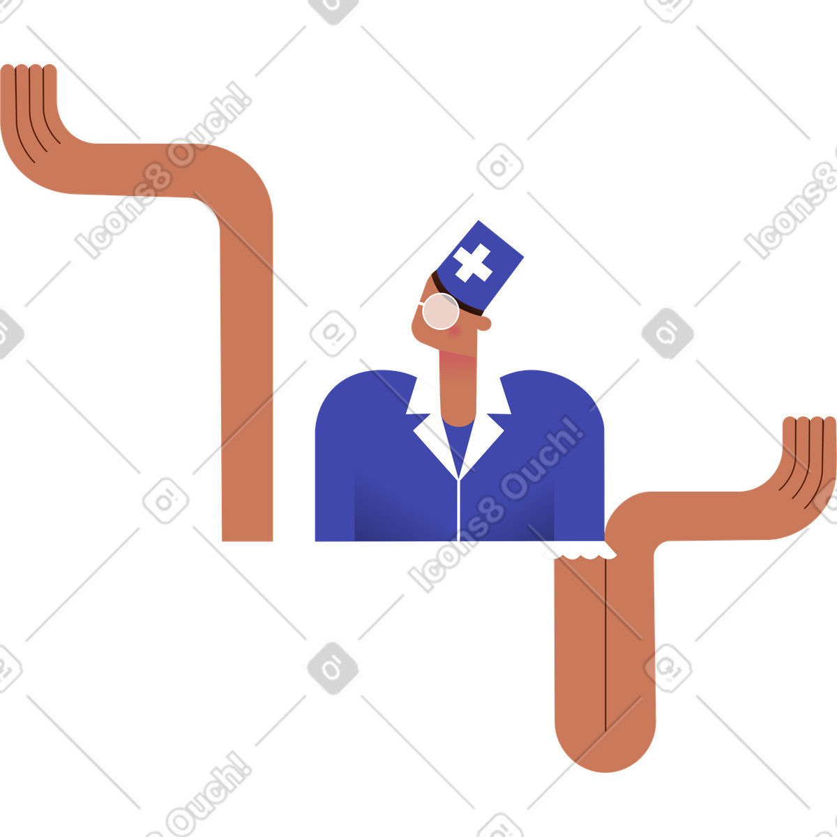 Illustration Jeune fille médecin dans le style Wavy à télécharger aux formats PNG, SVG