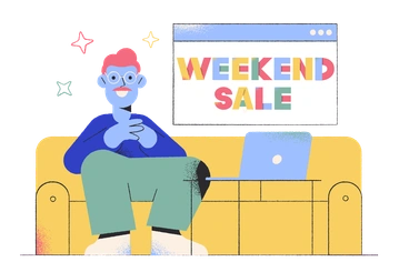 A person sitting on a couch with a laptop - Pablo style illustration