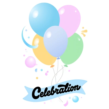 A cluster of "colorful balloons" shaped like "gender symbols" is floating together in the air. The balloons are in vibrant shades of "blue," "pink," "green," and "yellow," each with a glossy surface reflecting the light. They are tethered to a "festive ribbon" that dances in the breeze. Below the balloons, a "celebration scene" is set with a "decorative banner" that has the words "Celebration" written in playful fonts. The atmosphere is lively, with other "balloons" and "confetti" scattered throughout the scene, adding to the celebratory vibe.