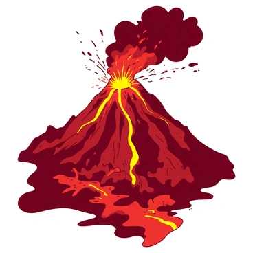 A red Mount Doom is erupting violently, spewing bright orange lava into the air. The lava streams down the rocky slopes, illuminating the surrounding area. Dark clouds swirl ominously above the mountain, filled with ash that contrasts sharply against the fiery colors below. The sky is filled with thick, billowing smoke rising from the peak, creating a dramatic atmosphere. The rugged terrain surrounding the mountain is dotted with sharp rocks and patches of charred earth, emphasizing the intensity of the eruption.