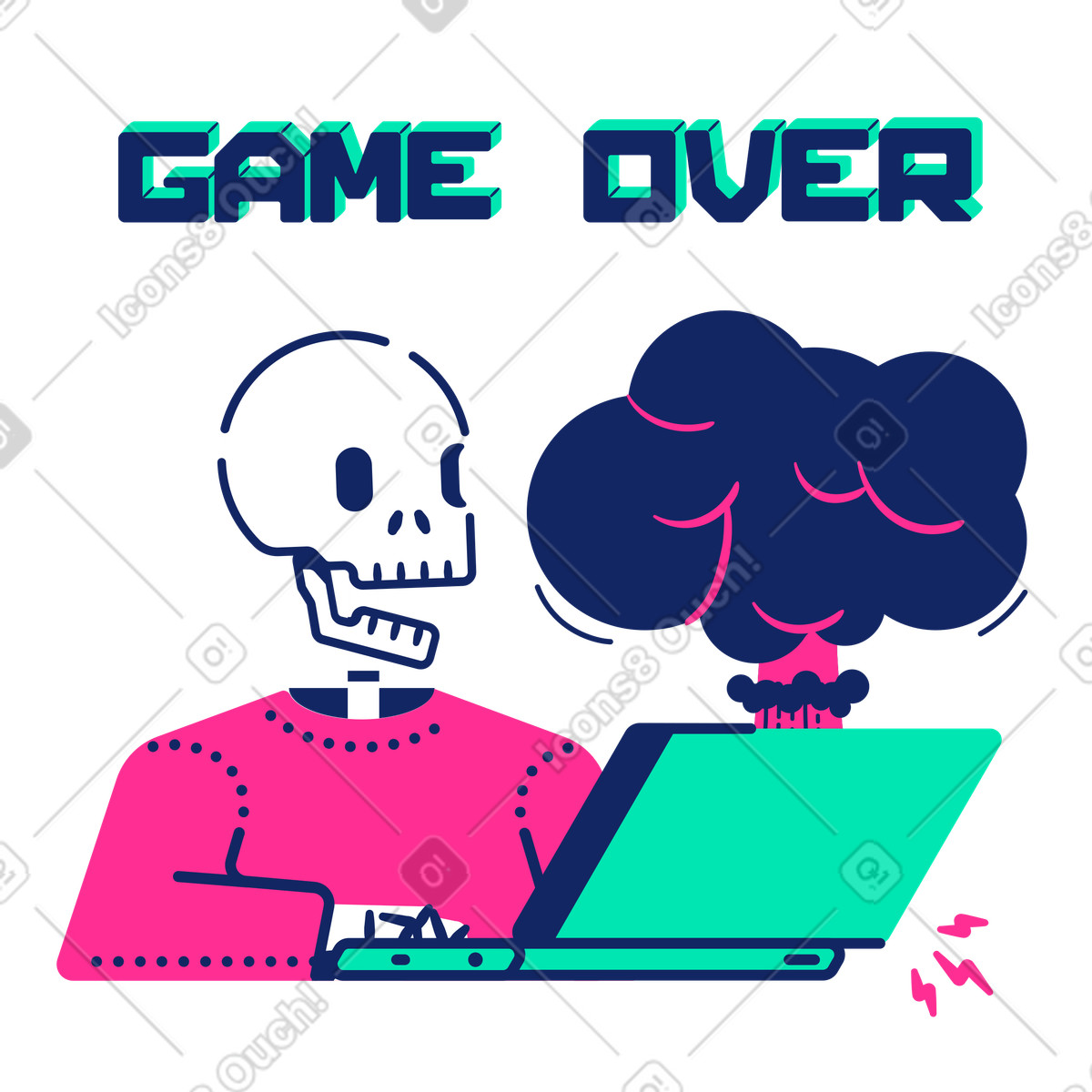 Game over illustration depicting a setback, with clipart graphics available in SVG and GIF
