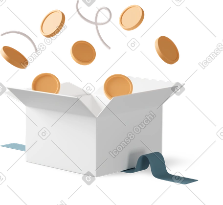 ビジネス Casual life スタイルの 3D box with coins のイラストをPNG、SVG形式でダウンロード