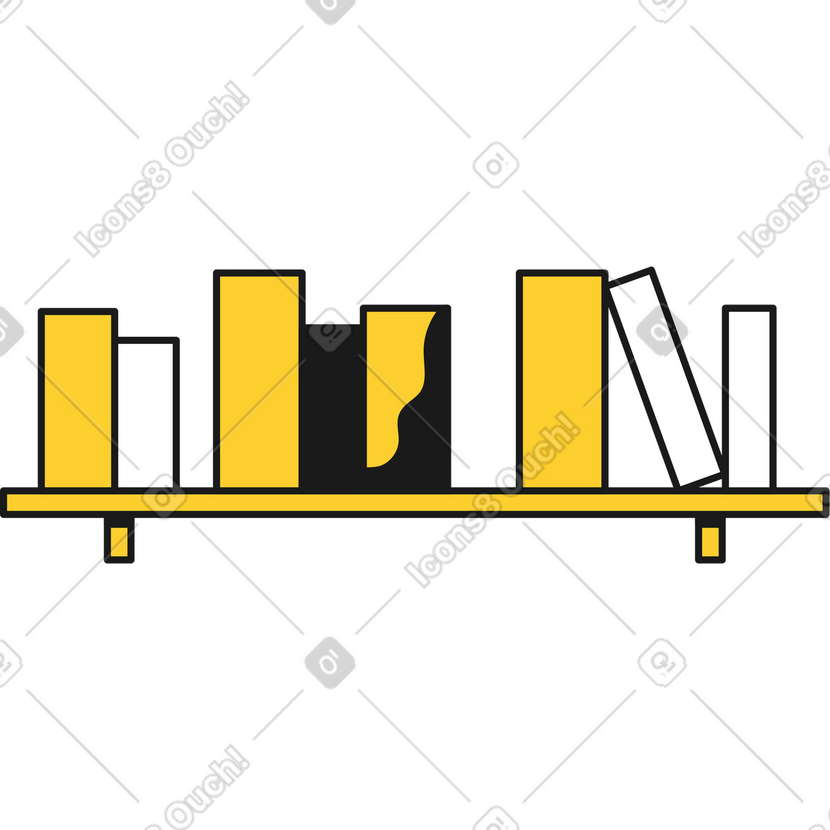 Shelf with books illustration in Taxi style download in PNG, SVG