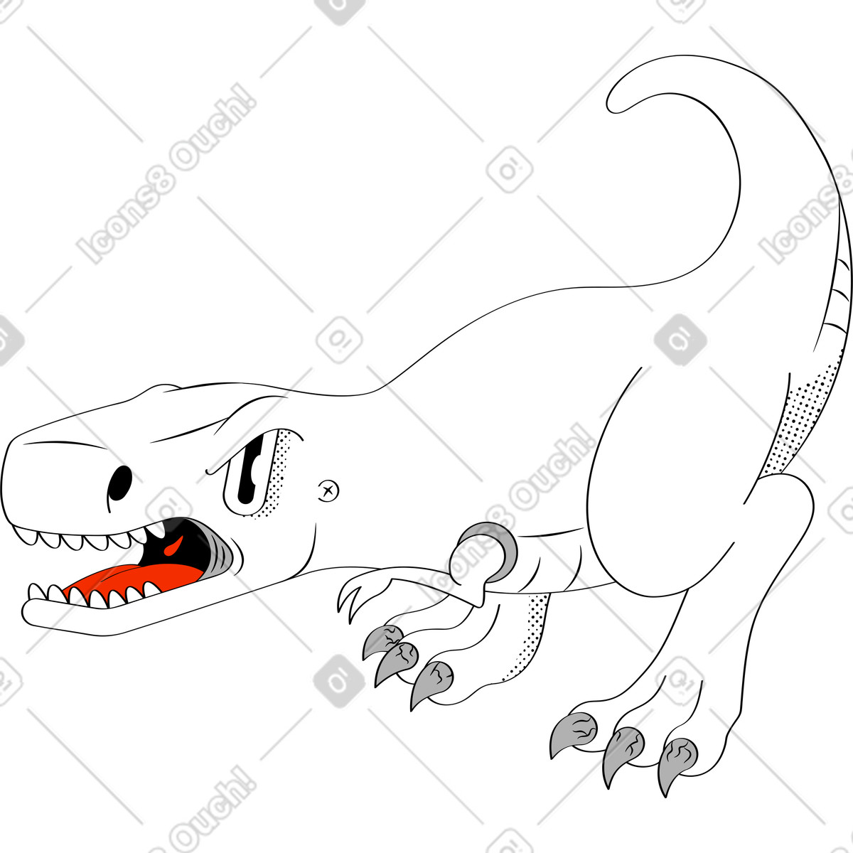 Dinosauro illustrazione in stile Looney scarica in PNG, SVG