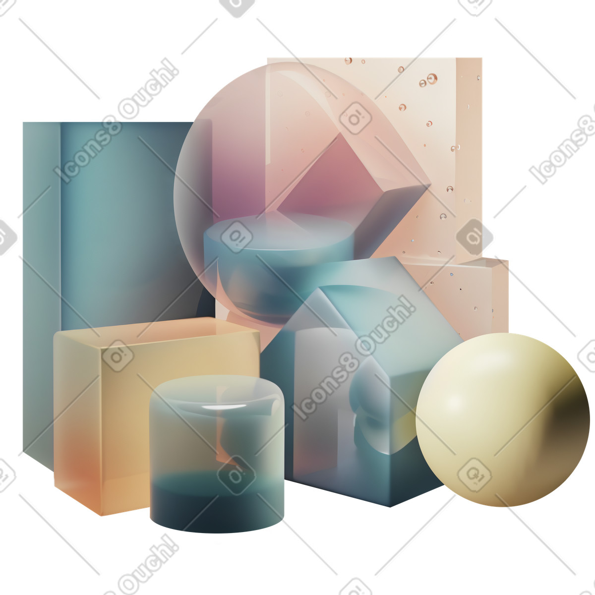 Ilustração de Composição abstrata com objetos coloridos em no estilo 3D Construction para baixar em PNG, SVG