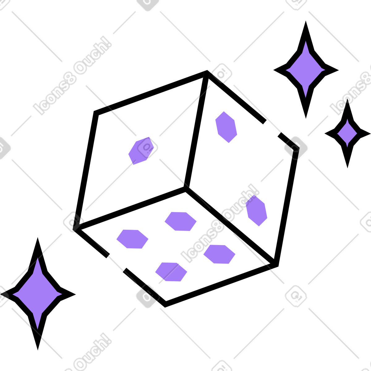 Würfel mit sternen-Illustration im Amethyst-Stil als Download in PNG, SVG