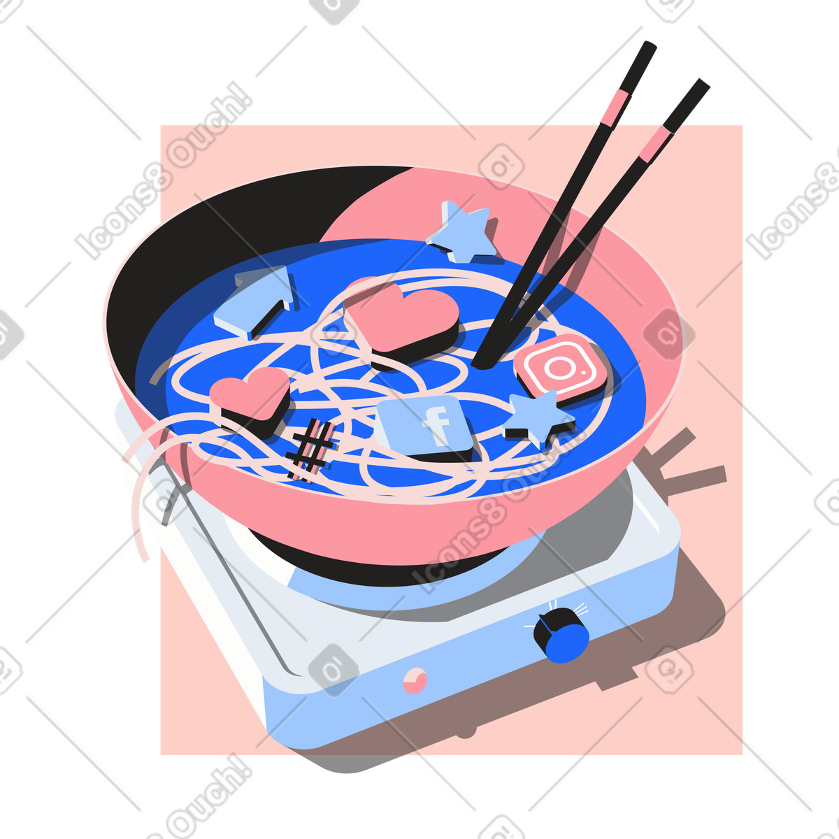 Illustration Production de contenu pour les réseaux sociaux dans le style Editorial à télécharger aux formats PNG, SVG
