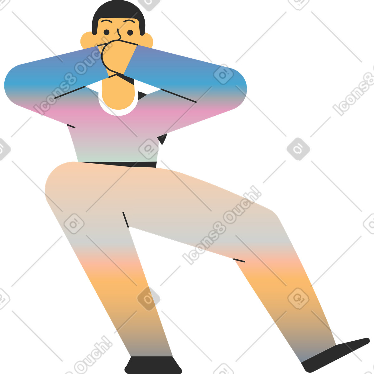 Man covering mouth animated illustration in Marginalia style download in GIF, Lottie (JSON), AE