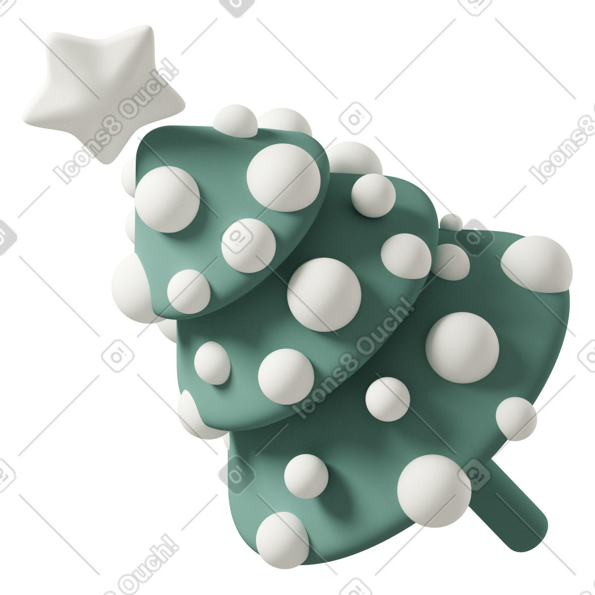 3D Casual life 스타일의 Cristmas tree with white star on top 일러스트레이션 PNG, SVG 다운로드