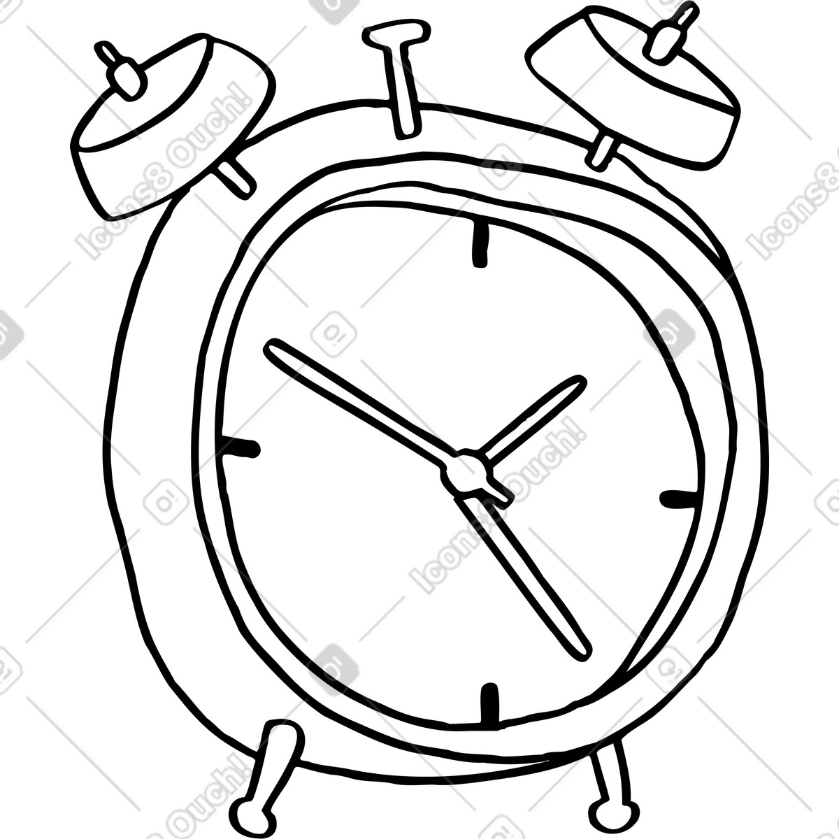 Alarm clock illustration in Marks style download in PNG, SVG