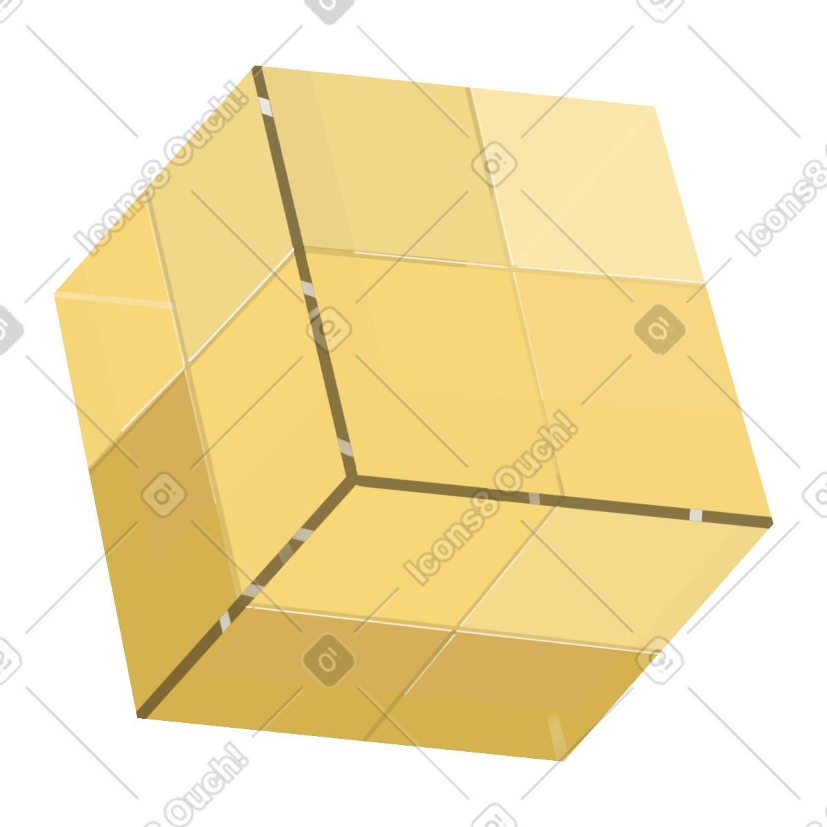 Small glass cube illustration in Props style download in PNG, SVG