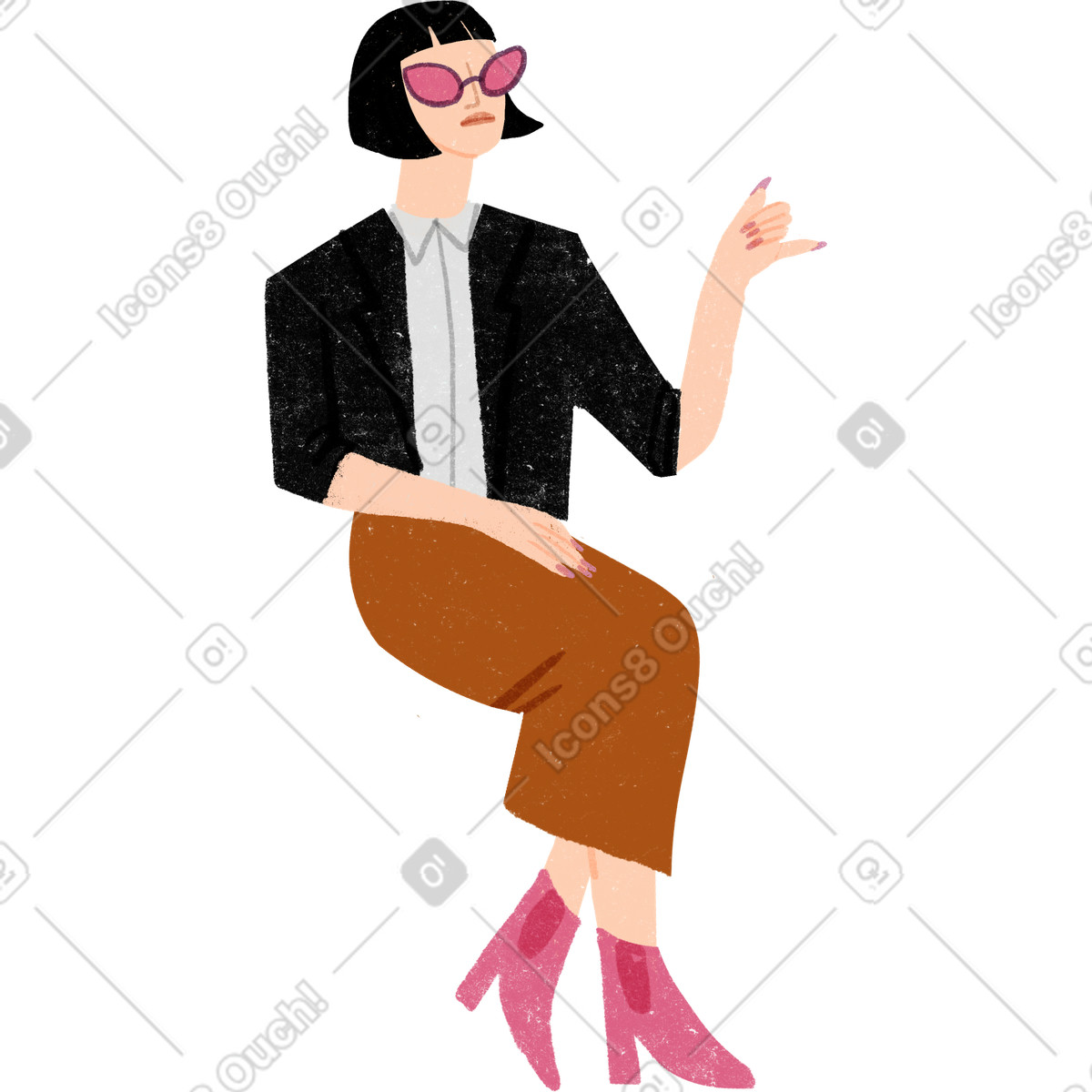 下载 Public 风格的 坐着的时尚女人 插画，支持 PNG、SVG 格式