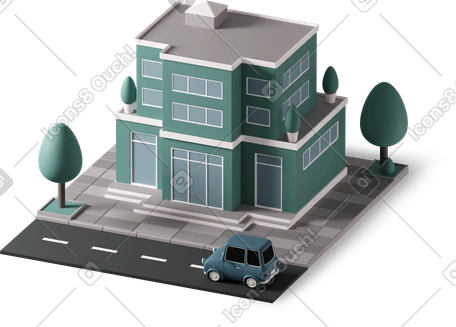 Illustration 3D office building dans le style Bâtiment Casual life à télécharger aux formats PNG, SVG