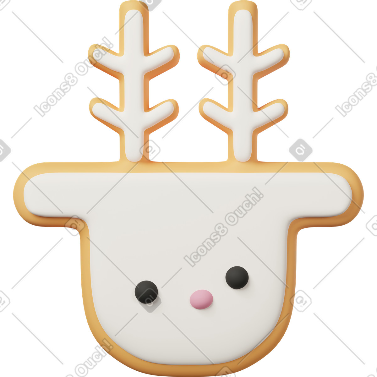Ilustração de Reindeer cookie with white glaze em no estilo 3D Casual life para baixar em PNG, SVG