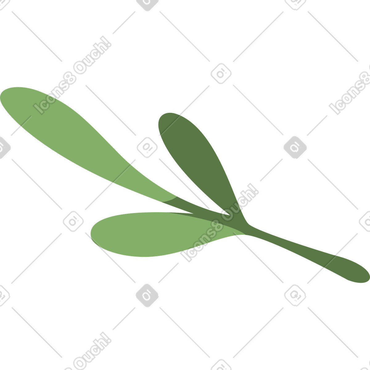 Twig with leaves illustration in Lagom style download in PNG, SVG