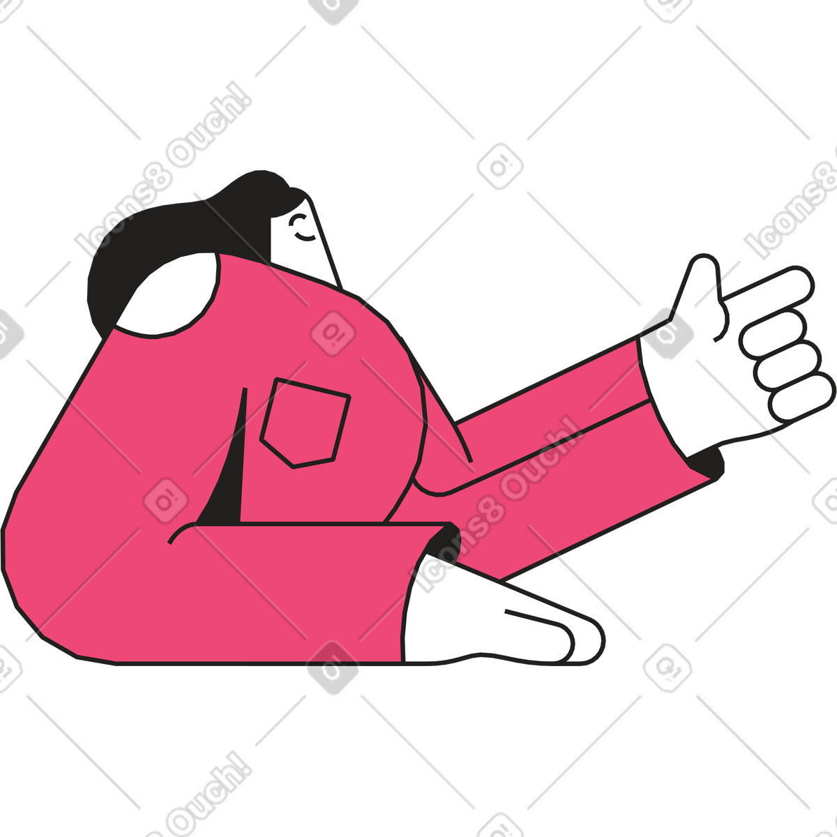 Frau zeigt mit dem finger auf etwas-Illustration im Dazzle Line-Stil als Download in PNG, SVG