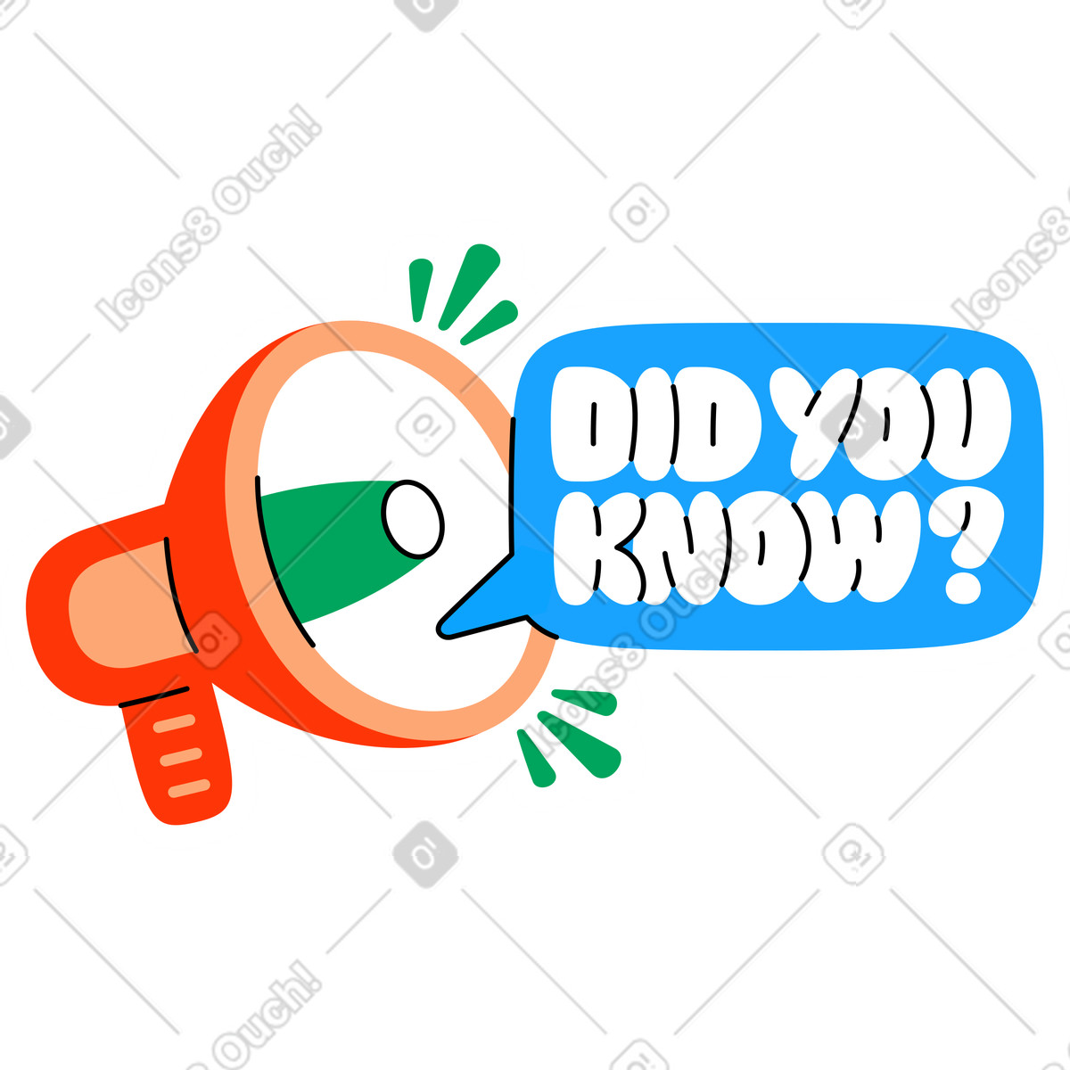 Lettering sticker did you know loudspeaker text illustration in style download in PNG, SVG