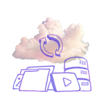 Cloud with refresh symbol and digital devices - Marker style illustration