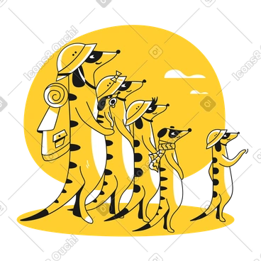 Group of animals standing next to each other PNG, SVG