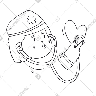 심장 박동을 듣고 여성 의료진 PNG, SVG