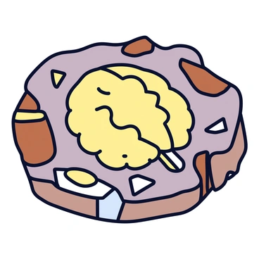 A fossilized brain embedded in ancient rock layers